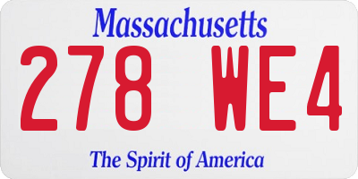 MA license plate 278WE4