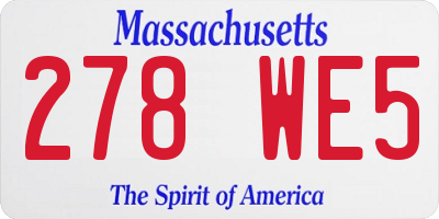 MA license plate 278WE5