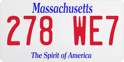 MA license plate 278WE7