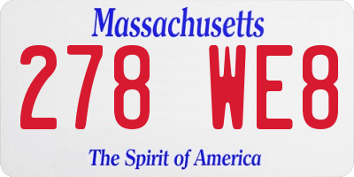 MA license plate 278WE8