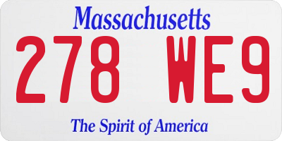 MA license plate 278WE9