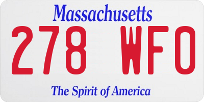 MA license plate 278WF0