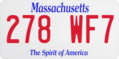 MA license plate 278WF7