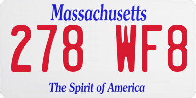 MA license plate 278WF8