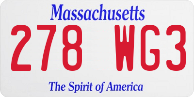 MA license plate 278WG3
