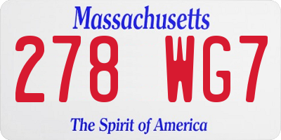 MA license plate 278WG7