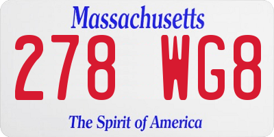 MA license plate 278WG8
