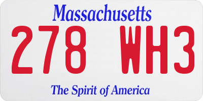 MA license plate 278WH3