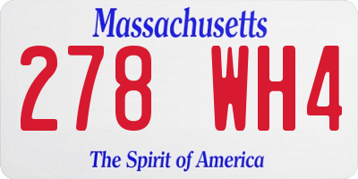 MA license plate 278WH4