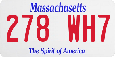 MA license plate 278WH7