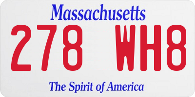 MA license plate 278WH8