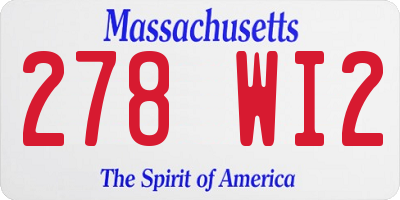 MA license plate 278WI2