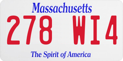 MA license plate 278WI4