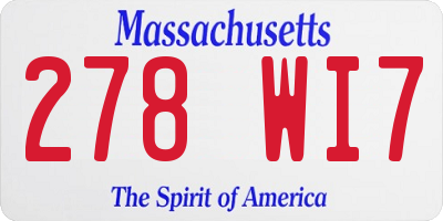 MA license plate 278WI7