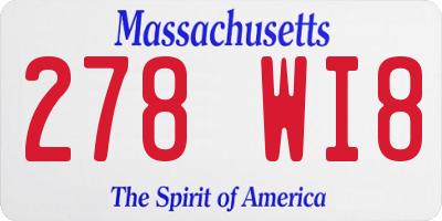 MA license plate 278WI8