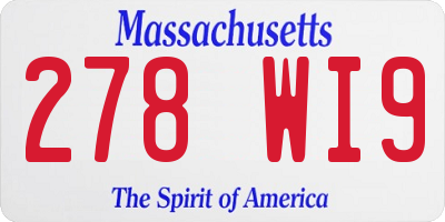 MA license plate 278WI9