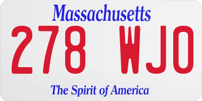 MA license plate 278WJ0