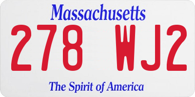MA license plate 278WJ2