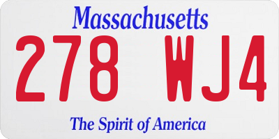 MA license plate 278WJ4