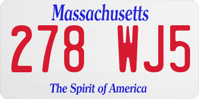 MA license plate 278WJ5
