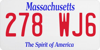 MA license plate 278WJ6
