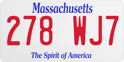 MA license plate 278WJ7