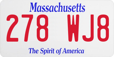 MA license plate 278WJ8