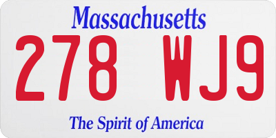 MA license plate 278WJ9