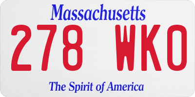MA license plate 278WK0