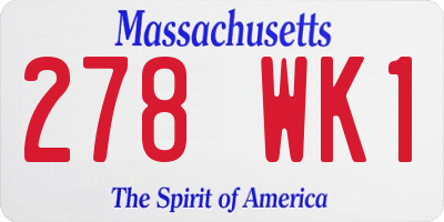 MA license plate 278WK1