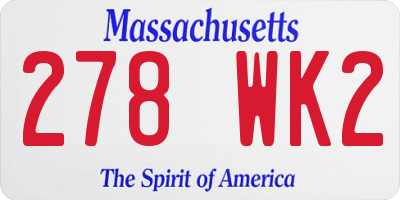 MA license plate 278WK2