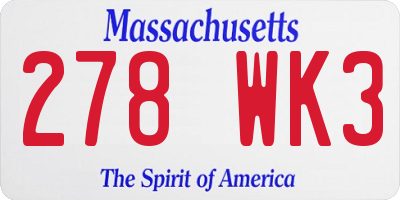 MA license plate 278WK3