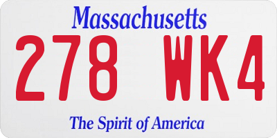 MA license plate 278WK4