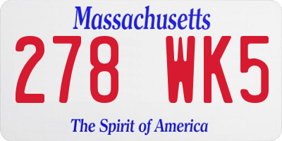 MA license plate 278WK5
