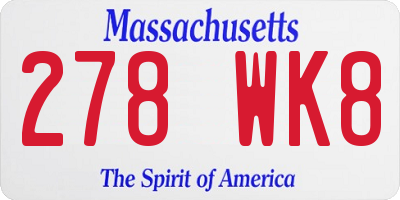 MA license plate 278WK8