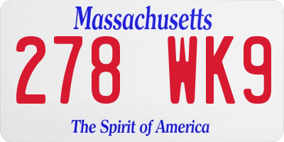 MA license plate 278WK9
