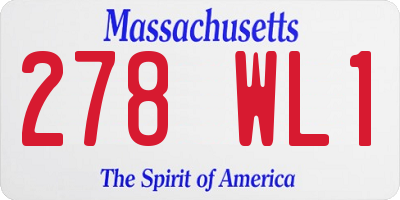 MA license plate 278WL1