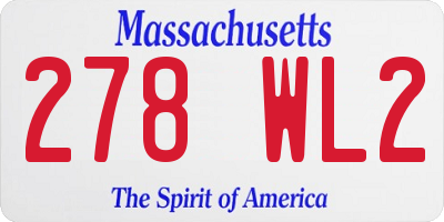 MA license plate 278WL2