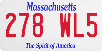 MA license plate 278WL5