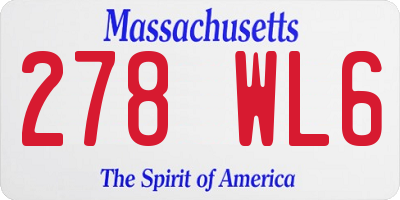 MA license plate 278WL6