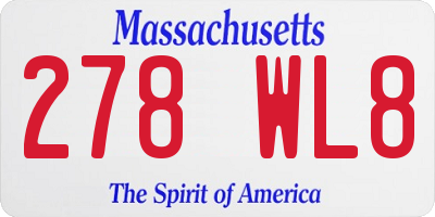 MA license plate 278WL8