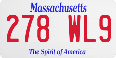 MA license plate 278WL9