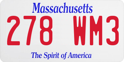 MA license plate 278WM3