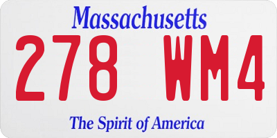 MA license plate 278WM4