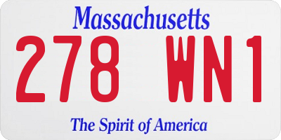 MA license plate 278WN1