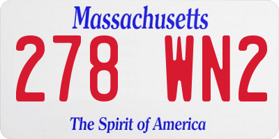 MA license plate 278WN2