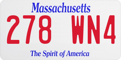 MA license plate 278WN4