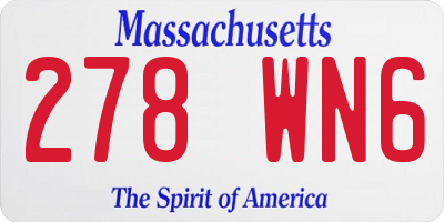 MA license plate 278WN6