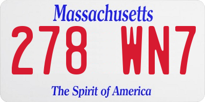 MA license plate 278WN7