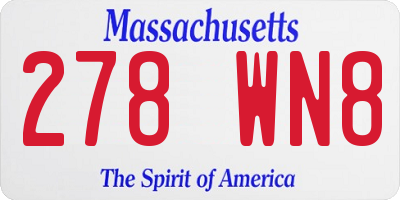 MA license plate 278WN8